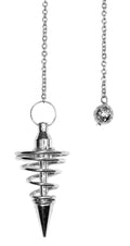 Starlinks Sliver Metal Spiral Pendulum on a 5'' Chain, with Satin Pouch, Instruction Leaflet with Oracle Chart