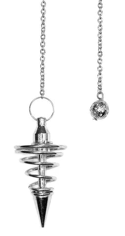 Starlinks Sliver Metal Spiral Pendulum on a 5'' Chain, with Satin Pouch, Instruction Leaflet with Oracle Chart