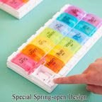 Wopanxye Push Button 7-Day Pill Case, Daily Medicine Planner, Travel Vitamin Organizer, Twice a Day AM PM 14 Compartments Pill B