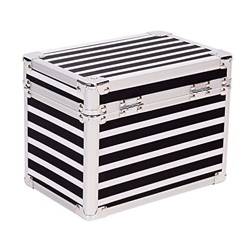 Vaultz Medicine Storage Box w/Combination Lock - 4 x 6 x 4 Inches Cabinet Safe, Black & White Stripes
