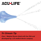Acu-Life Ear Irrigator, Soft Tri-Steam Fit with Flarred Design for Comfort, Includes Basin, Ear Syringe and Easy Squeeze Bottle