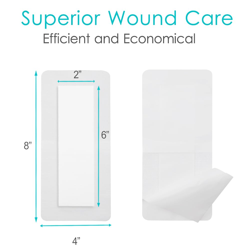 Breathable Adhesive Island Bandages Wound Dressing for Knee Replacement 4 x 8 Bordered Gauze Pad Patches Stitches Cuts Post Surg