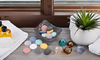 Top Plaza Lava Rock Stone Aromatherapy Essential Oil Diffuser Set Square Ceramic Fragrance Perfume Ware Bowl with 14Pcs Round Sh