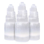 NORTHLANDZ Selenite Crystal Skyscraper Tower, Healing & Calming Effects, Cordless Meditation Stones, 10 cm Each - 3 Pack, White