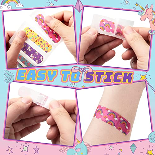 Tondiamo 600 Pieces 5 Styles Cartoon Bandages for Kids Flexible Adhesive Colorful Strips Waterproof Cute Bandages for Girls Repa