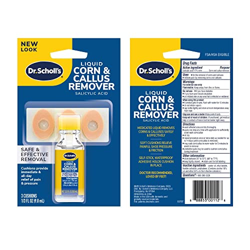 Dr. Scholl's Liquid Corn & Callus Remover, 0.33 Ounce // Removes Corns & Calluses Fast with Cushions That Provide Protection Aga