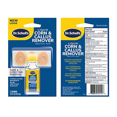 Dr. Scholl's Liquid Corn & Callus Remover, 0.33 Ounce // Removes Corns & Calluses Fast with Cushions That Provide Protection Aga
