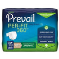 Prevail Per-Fit 360 Daily Incontinence Briefs, Unisex Adult Incontinence Briefs with Tabs, Maximum Plus Absorbency, Size 3, 15 C
