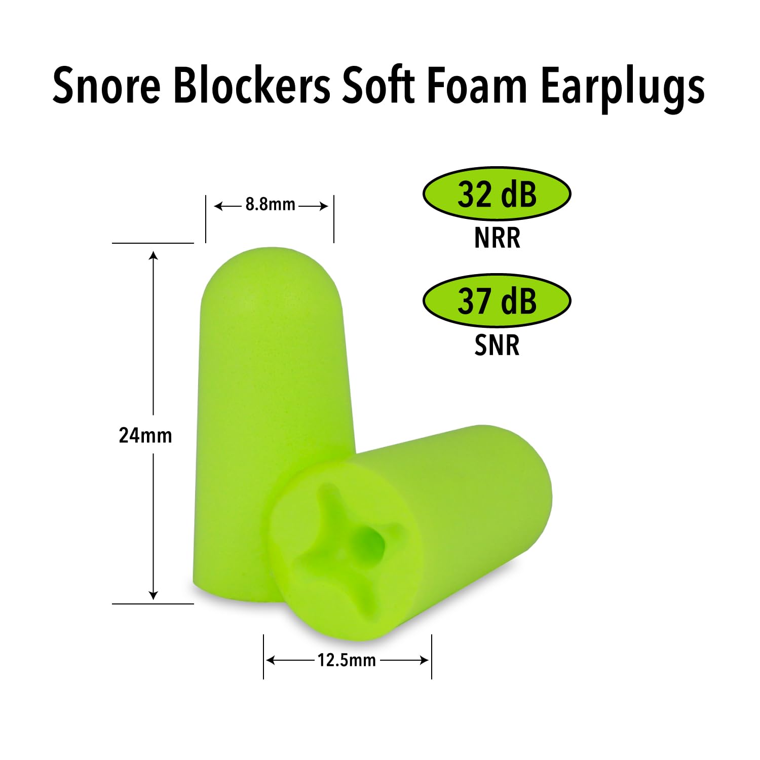 Macks Snore Blockers Soft Foam Earplugs, 12 Pair - 32 dB High NRR, 37 dB SNR - Comfortable Ear Plugs for Sleeping, Snoring, Loud