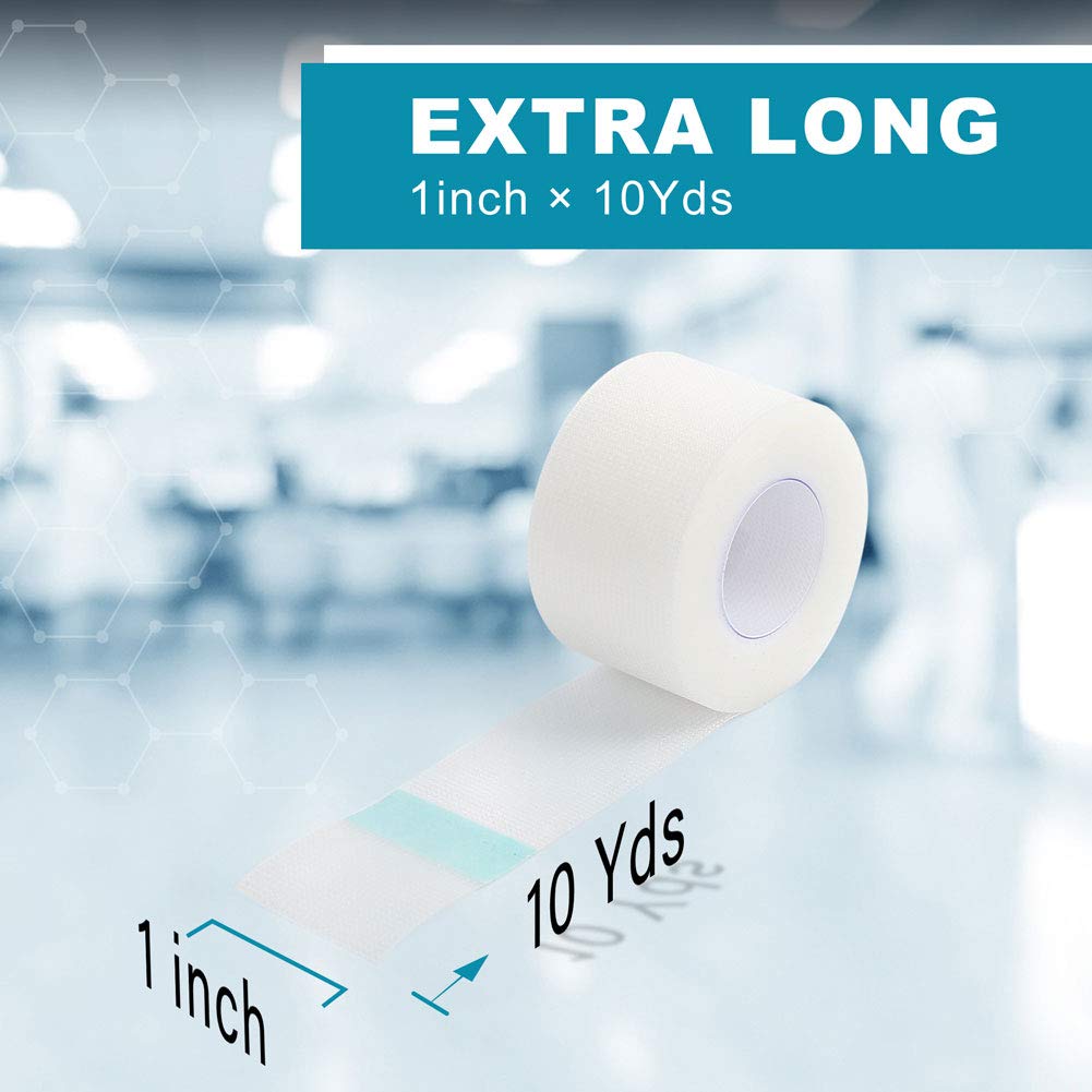 LotFancy Transparent Medical Tape, 12 Rolls Adhesive Clear Hypoallergenic Surgical Tape, PE First Aid Tape for Wound, Bandage, 1