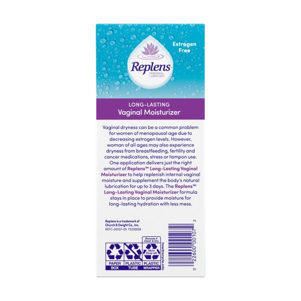 Replens Long Lasting Vaginal Moisturizer, 35 g (Pack of 3) 14 Applications and One reusable applicator by Replens