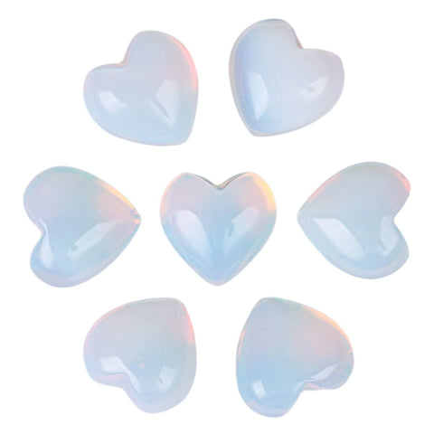 Loveliome 7 Pcs Healing Crystal Synthesis Opalite Heart Love Carved Palm Worry Stone(0.6 Inch)