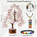 Crystal Tree of Life Rose Quartz Healing Crystal Trees for Home & Office Decoration, Handmade Gem Money Bonsai Trees for Positiv