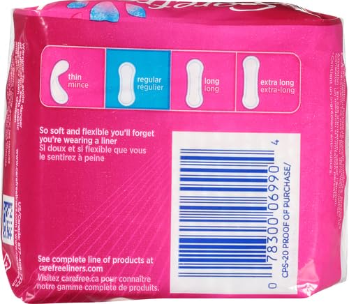 Carefree Panty Liners for Women, Regular, Wrapped, Unscented, 20ct | Pantiliners, Carefree Liners, Daily Liners for Women, Light