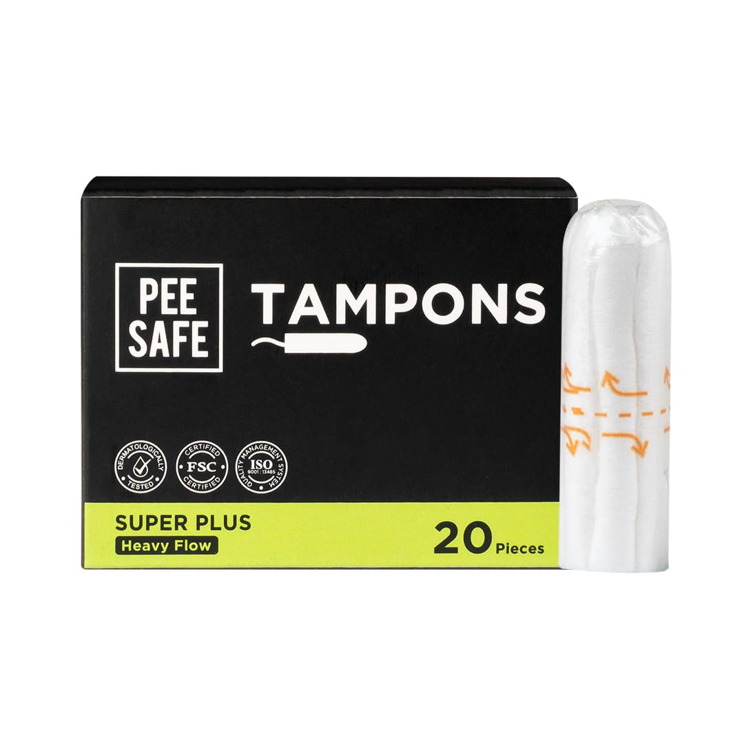 Pee Safe Tampons For Periods  Heavy Flow  20 Units | Dermatologically Tested | Fda Approved | Leak Free | Highly Absorbent | U