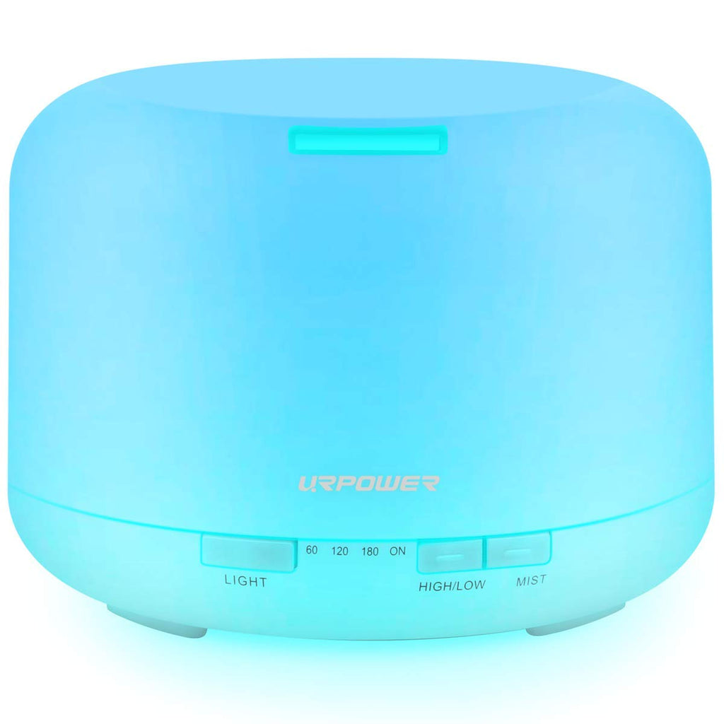 URPOWER Upgraded 500ML Essential Oil Diffuser Humidifiers Ultrasonic Aromatherapy Diffusers with 4 Timer Settings and Waterless 