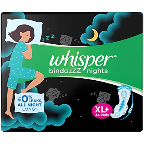 Whisper Ultra Night Sanitary Pads for Women, XL+ 44 Napkins