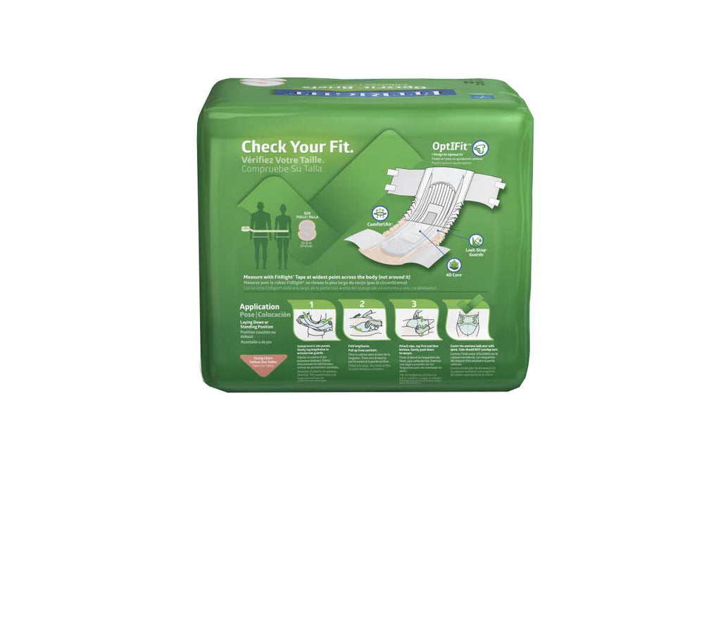 FitRight OptiFit Ultra Adult Briefs, Incontinence Diapers with Tabs, Heavy Absorbency, Small, 20 to 32, 20 Count