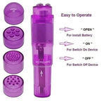 Finever Mini Massager Handheld with 4 Heads Pocket Pen for Body, Face, Neck, Head,Back (Blue Purple Color)
