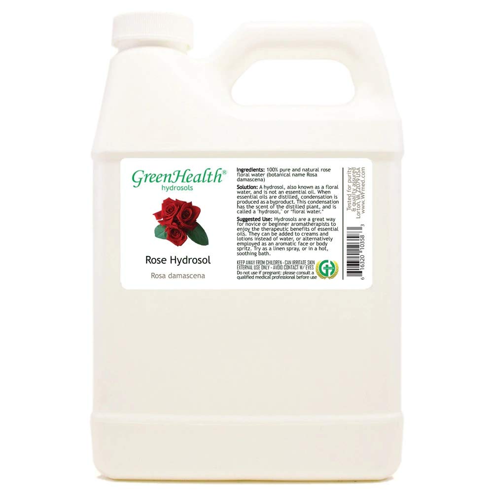 GreenHealth Hydrosol (Floral Water) - 32 fl oz Plastic Jug w/Cap - 100% Pure (NOT Oil) (Rose)