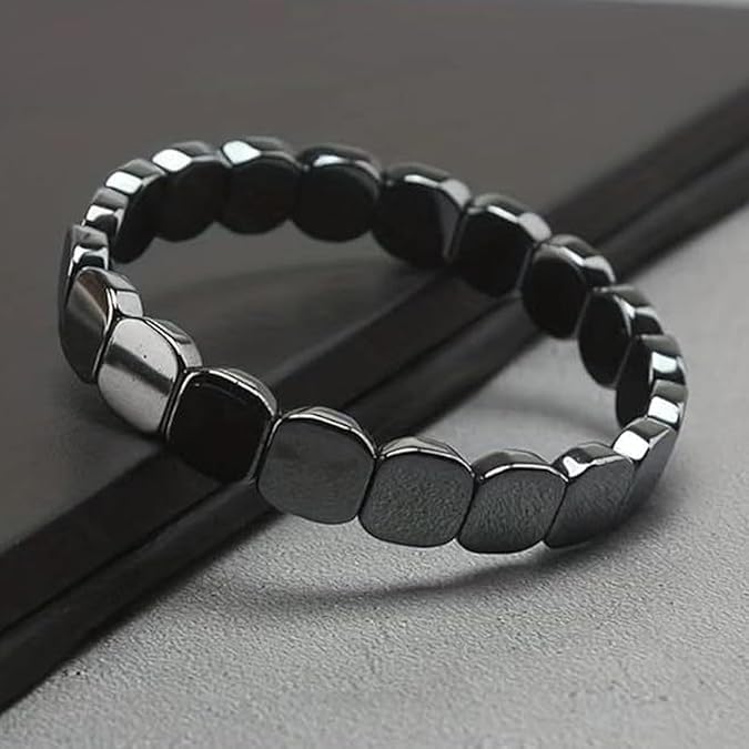 Fqwrus Hematite Bracelet Men - Reignites Masculine Energy, Natural Hematite Stone Beaded Stretch Healing Bracelets Reclaim Your