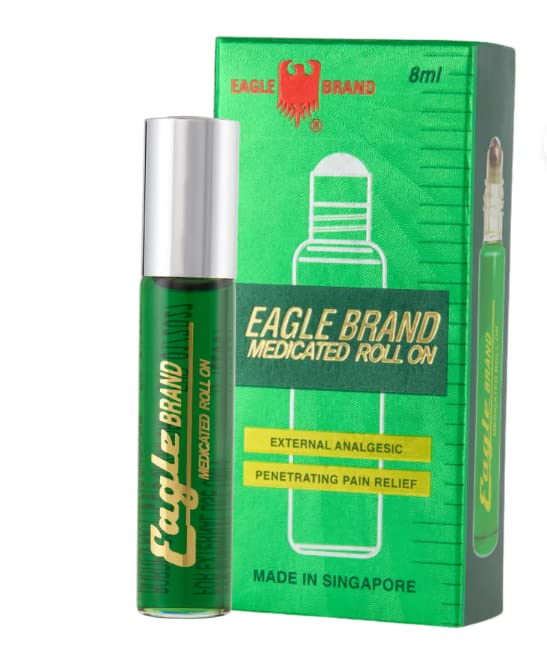 1 Pack - Twin Green Eagle Roll On Essential Medicated Oil - Hai Chai Dau LAN Con O Xanh - 8mL per Bottle x 2 Bottles per Order -