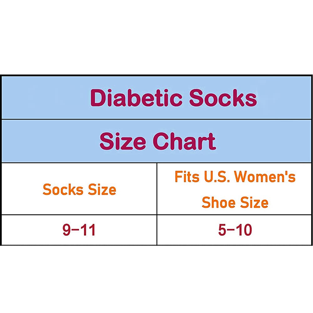 TZ Promise Lot 6 Pairs Women's Circulatory Diabetic Non-Binding Cotton Crew Socks Size 9-11 (Neon (6-Pairs))