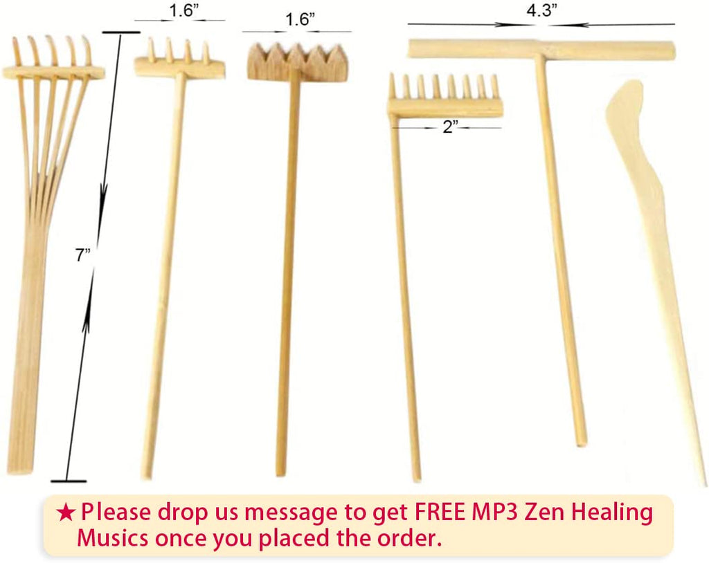 BangBangDa Mini Zen Garden Accessories - Tabletop Zen Garden Tools - Zen Garden Kit Rakes and Zen Stamp for Office Mini Zen Gard