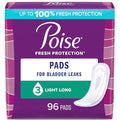 Poise Incontinence Pads & Postpartum Incontinence Pads, 3 Drop Light Absorbency, Long Length, 96 Count (4 Packs of 24), Packagin