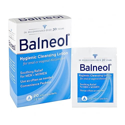 BALNEOL Hygienic Cleansing Lotion Packets, Men & Women, Cleans, Soothes & Moisturizes, Relieves Anal & Vaginal Irritation & Itch