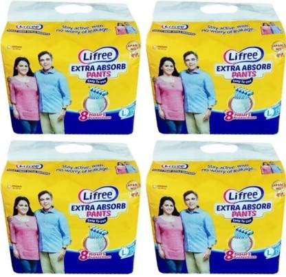 Lifree Adult Diaper Large Set Of 4 Packs (10 Pcs Each) Waist Size 3039 Inches  Unisex