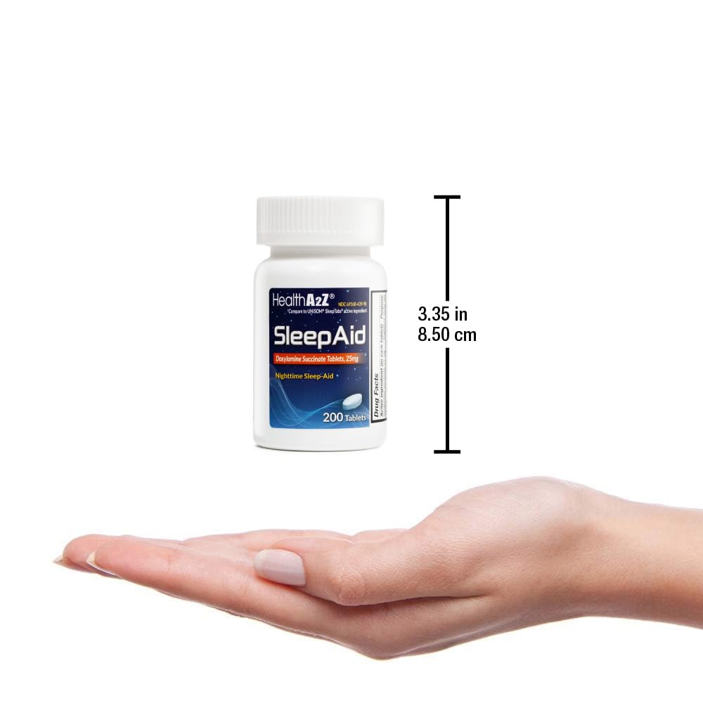 HealthA2Z Sleep Aid | Doxylamine Succinate 25mg | (200 Counts (Pack of 1))