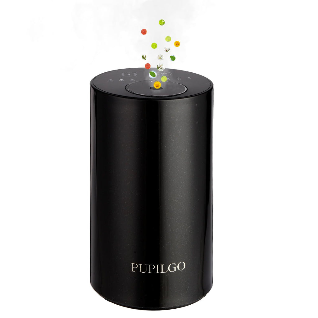 PUPILGO Black Waterless Essential Oil Diffuser Portable Aromatherapy Nebulizer Cordless Mini Scent Machine 20ml Capacity Quiet 3