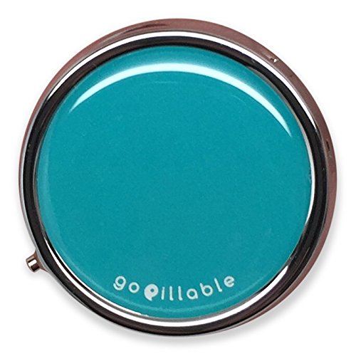 GOPILLABLE Pill Box Pill CASE for Pocket OR Purse Teal Design Pill Organizer for Travel Small Pill Box/Pill case