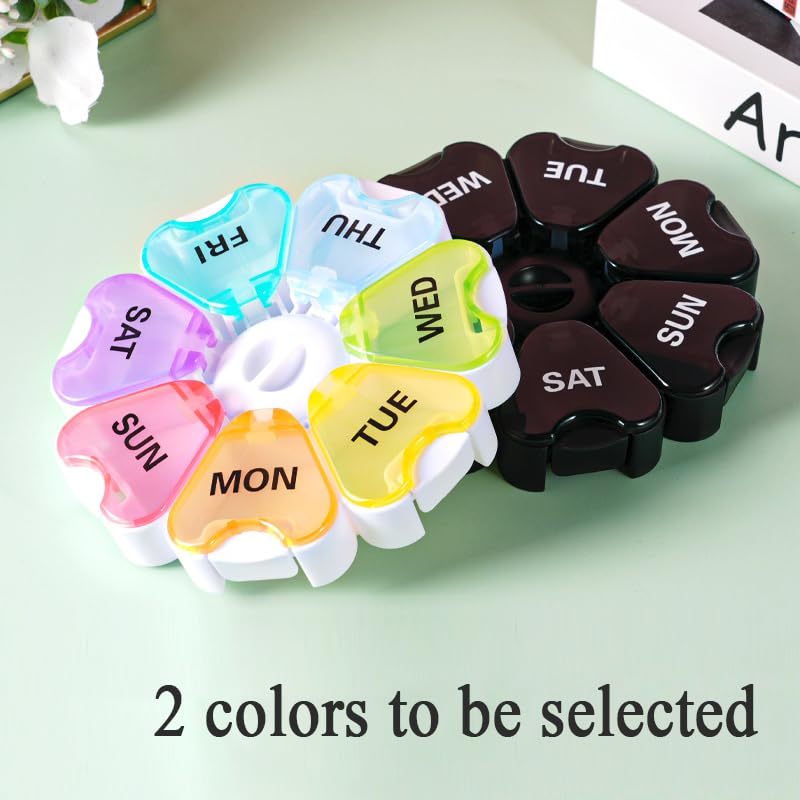 Wopanxye Weekly Pill Organizer, 7 Day Pill Box Daily Reminder, Portable Vitamins Case, Large Capacity Compartments, Travel Pill