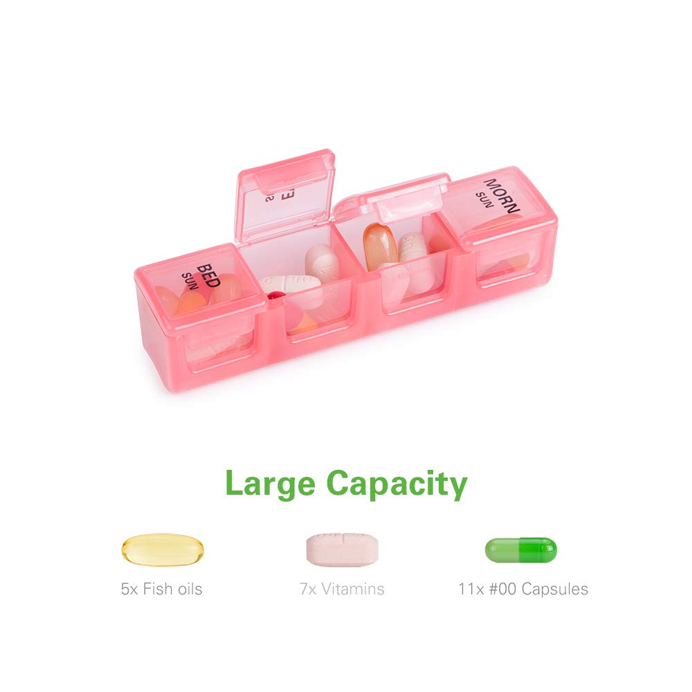Sukuos Large Weekly Pill Organizer 7 Day (4 Times a Day), Moisture-Resistant Daily Pill Box Medicine Cases for Vitamin/Fish Oil/