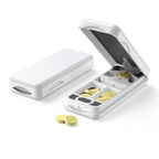 JEINAPA Pill Cutter with Auto Centering Device, Aluminum Pill Splitter with 316L Stainless Blade, Genuine Leather Case, Professi
