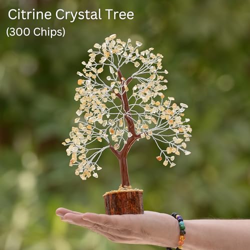 Citrine Crystal Tree of Life Healing Crystal Trees for Home & Office Decoration, Handmade Gem Money Bonsai Trees for Positive En