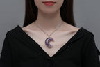 MAIBAOTA Amethyst Necklace Healing Crystals Tree Life Wire Wrapped Crescent Moon Phase Pendant Necklace Mothers Day Gifts for Mo