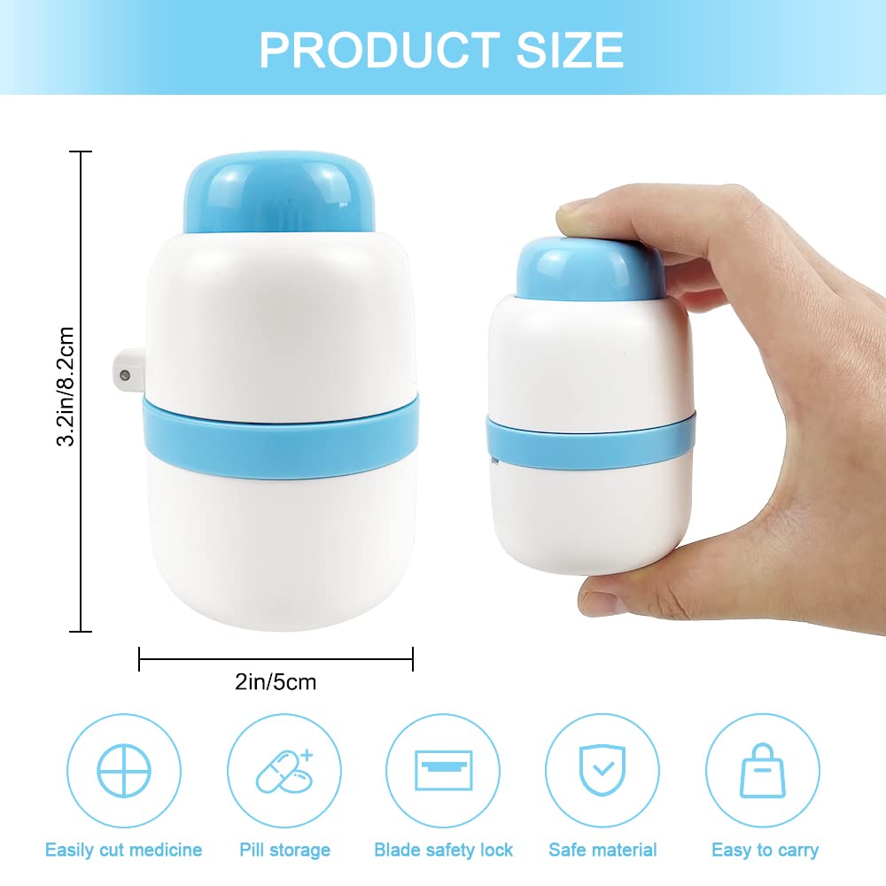 Pill Cutter - Pill Splitter with Stainless Steel Blade for Cutting Small Pills or Large Pills in Half or Quarter, Suitable for C