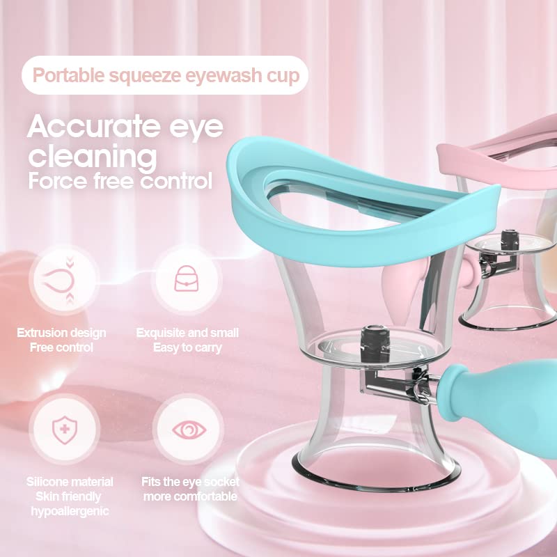Eye Wash Cup,Eye Wash Cleaner Kit Silicon Manual Air Pressure Eye Cleaning Cup Tool Effective Eye Rinse Clean Dust Makeup Irrita