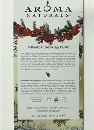 Aroma Naturals Wish Holiday Square Glass Soy Candle, Peppermint and Vanilla, 6.8 Ounce