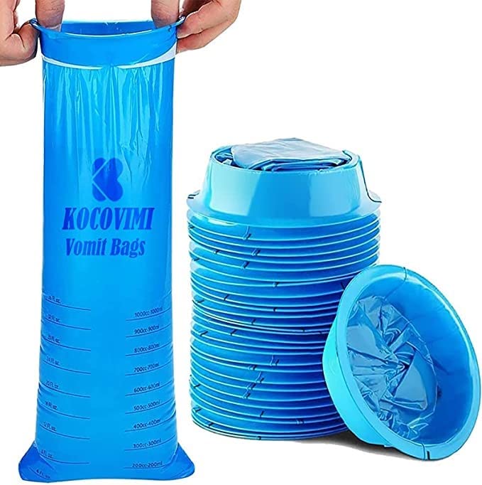KOCOVIMI Vomit Bags Disposable,12 Pack Original Authentic Barf Bags Disposable for Adults,Kids,Easy to Use Throw Up Bags Disposa
