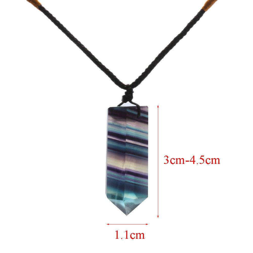 Wixine 1Pcs Healing Chakra Stone Reiki Pendant Necklace Crystal Quartz Natural Fluorite Wand