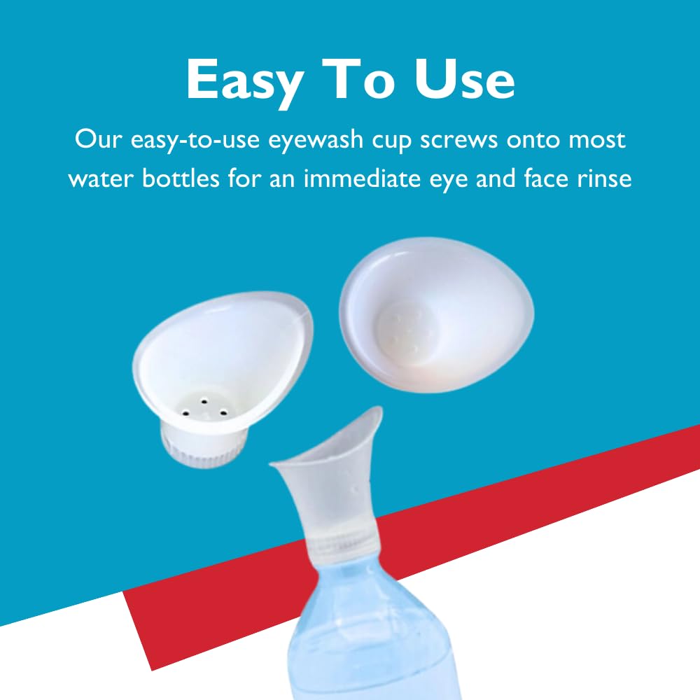 3 Pack Wash+Out Portable Emergency Eye Wash Cup, Flush Soothe Tired Strained Eyes, Construction, Landscaping, Athletics, Allergy
