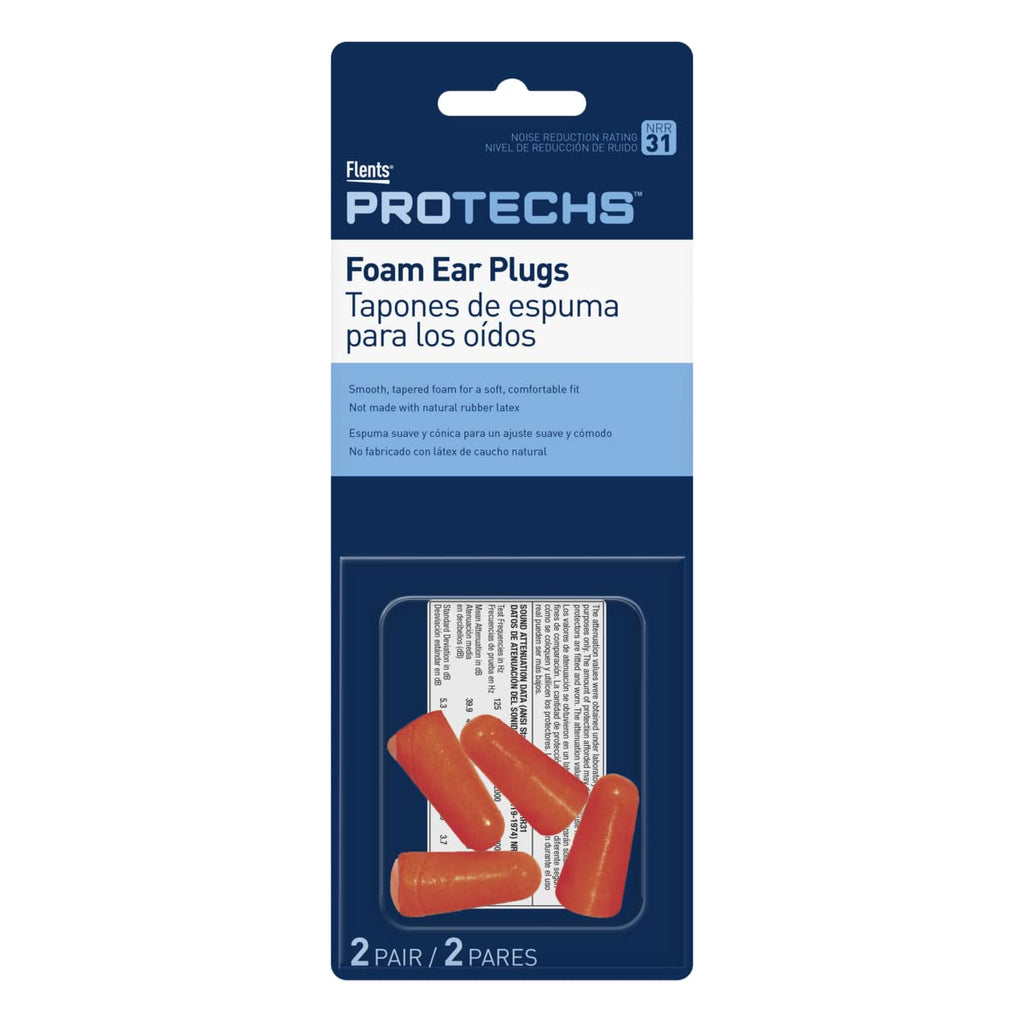 Flents Protechs Foam Ear Plugs for Sleeping, Snoring, Loud Noise, Concerts, Construction, Studying & Traveling, NRR 31, Made in 
