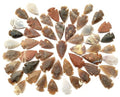 Set of 50 Raw Stone Arrowheads - Mixed Gemstone Flint Knapped Points - Authentic Primitive Hunting Spearheads for Crafts, Jewelr
