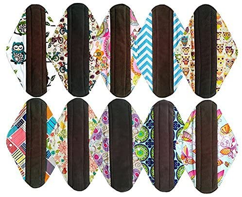 10PCS 14 Inch Overnight Cloth Reusable Washable Menstrual Pads Sanitary Pads