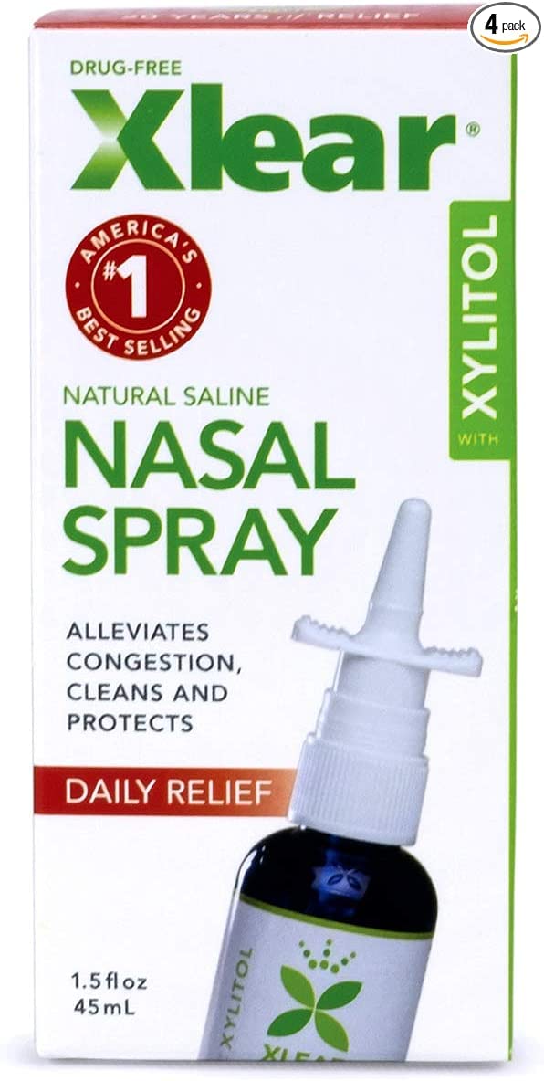 Xlear Nasal Spray, Natural Saline Nasal Spray with Xylitol, Nose Moisturizer for Kids and Adults, 1.5 fl oz (Pack of 12)