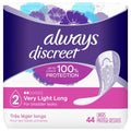 Always Discreet Adult Incontinence & Postpartum Liners For Women, Size 2, Very Light Absorbency, Long Length, 44 Count (Packagin
